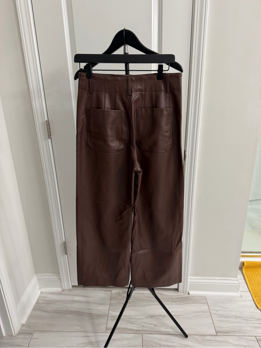 Maeve by Anthropologie The Colette Brown Faux Leather Cropped Wide Leg Pants 29 - Picture 3 of 4